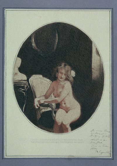 Nu féminin assis - Sigmund Walter Hampel