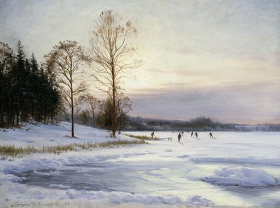 Patineurs sur un étang gelé - Sigvard Hansen