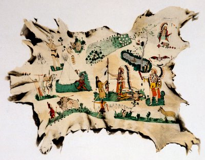Peinture amérindienne sur peau d