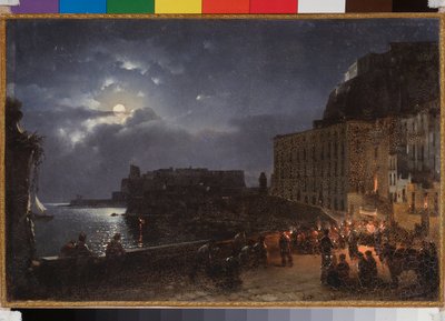 Le quai Santa Lucia à Naples, une nuit de pleine lune - Silvestr Fedosievich Shchedrin