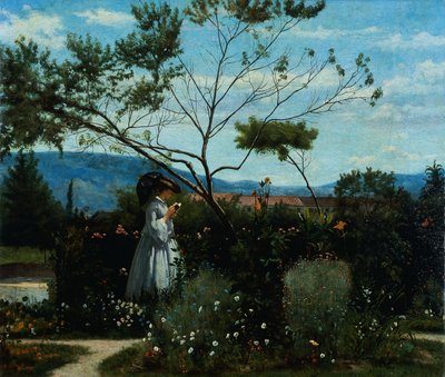 Parmi les fleurs dans le jardin - Silvestro Lega