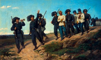 Gardes menant des prisonniers - Silvestro Lega