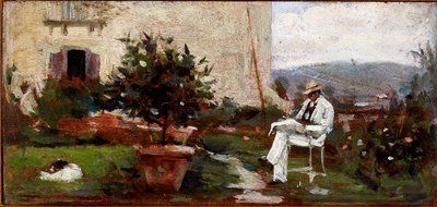 Luigi Tommasi dans son jardin - Silvestro Lega