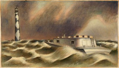 Mail to Cape Lookout (étude murale, bureau de poste de Beaufort, Caroline du Nord) - Simka Simkhovitch