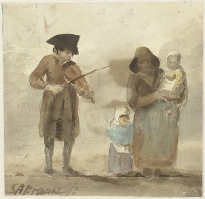 Musicien de rue avec femme et enfants - Simon Andreas Krausz