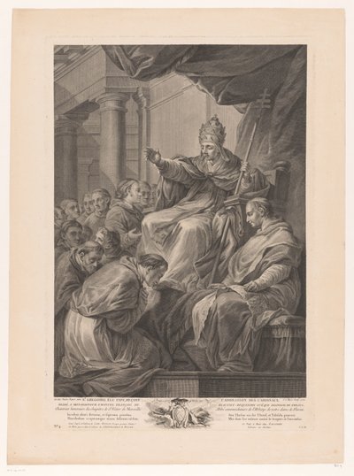 Le Pape Grégoire entouré de cardinaux - Simon Charles Miger