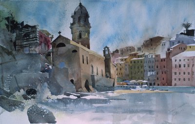 Fernazza, Cinque Terre, 2002 (aquarelle sur papier) - Simon Fletcher