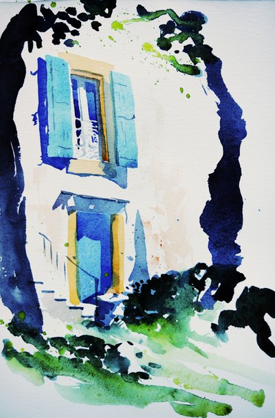 à Fos, 2015 (aquarelle) - Simon Fletcher