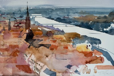 Heidelberg depuis le château, 2006 (aquarelle) - Simon Fletcher