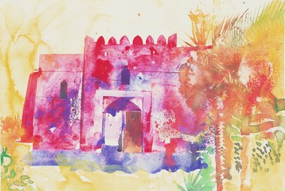 Murs de Jabreen, Oman, 2005 (aquarelle) - Simon Fletcher