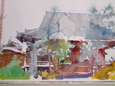 Temple de Kyoto (aquarelle sur papier) - Simon Fletcher