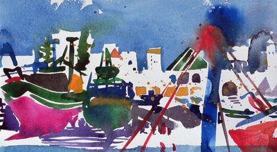Port marocain (aquarelle sur papier) - Simon Fletcher