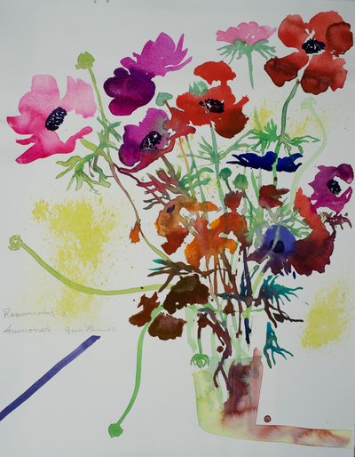 Renoncules et anémones, 2010 (aquarelle) - Simon Fletcher