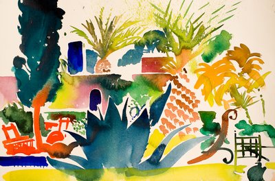 Chaises rouges, 2016 (aquarelle sur papier) - Simon Fletcher