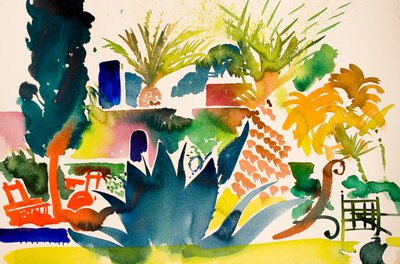 Chaises rouges, 2016 (aquarelle) - Simon Fletcher
