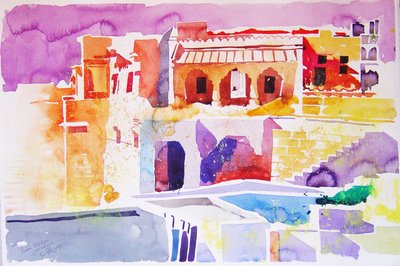 Tibetan Jaisalmer (aquarelle sur papier) - Simon Fletcher