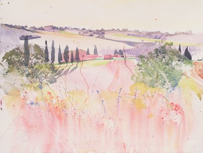 Toscane au sud de Montalcino, 2002 (aquarelle) - Simon Fletcher