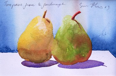 Deux poires du jardinage, 2003 (aquarelle sur papier) - Simon Fletcher