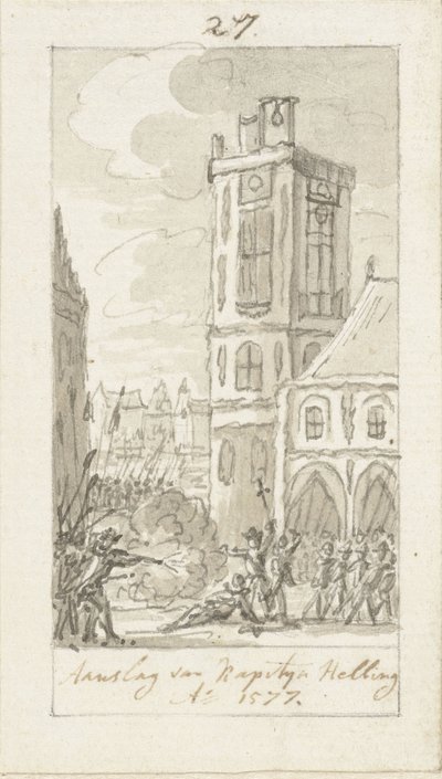 La mort du capitaine Herman van der Helling, 23 novembre 1577 - Simon Fokke