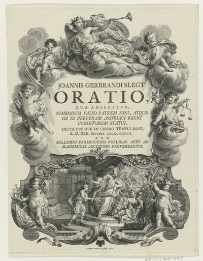 Minerva couronnant un jeune homme avec un diplôme - Simon Fokke