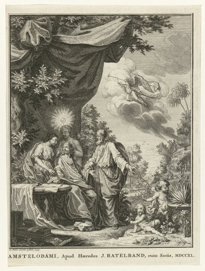 Écrivain entouré de figures allégoriques - Simon Fokke