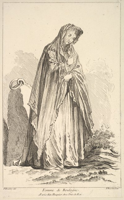 Femme de Boulogne, du Recueil de diverses figures étrangères inventées par F. Bo..., 18ème siècle - Simon Francois Ravenet