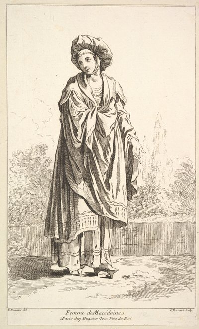 Femme de Macédoine, de Recueil de diverses figures étrangères inventées par F. B..., 18ème siècle - Simon Francois Ravenet