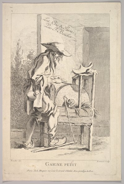 Frontispice: Gaigne Petit, de Le Cris de Paris, Planche 1, 18ème siècle - Simon Francois Ravenet