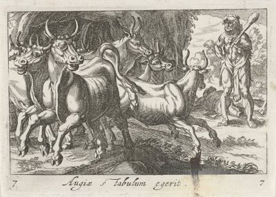 Hercule garde le troupeau de Géryon Augiae stabulum egerit (titre sur l