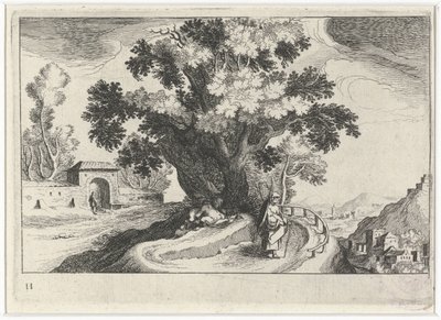 Paysage vallonné avec des figures s