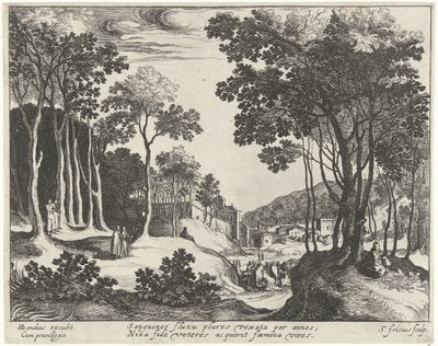 Paysage avec Christ et la guérison de la femme hémorroïsse - Simon Frisius