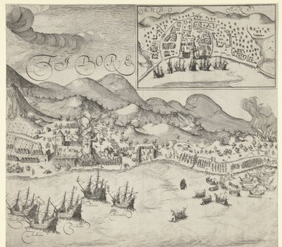 Victoire des Hollandais sur les Portugais à Tidore (tableau de droite), 1605 - Simon Frisius