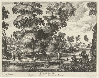 Prêtre et un Lévite passant devant un homme blessé (Parabole du Bon Samaritain) - Simon Frisius