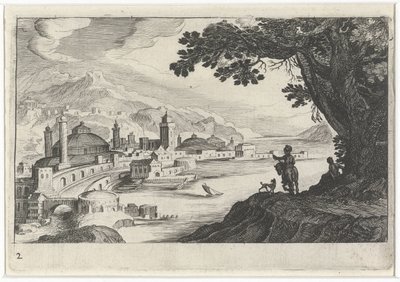 Vue de la ville avec un bâtiment au toit en forme de coupole - Simon Frisius