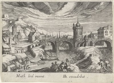 Vue de ville avec une rivière (série) - Simon Frisius