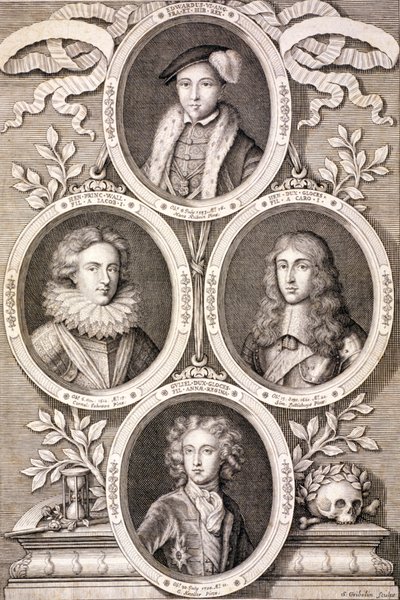 Edward VI, Henry et William, ducs de Gloucester, et Henry, prince de Galles, vers 1700 - Simon Gribelin