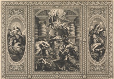 Le plafond de la salle de banquet à Whitehall : Le règne paisible de Jacques Ier - Simon Gribelin