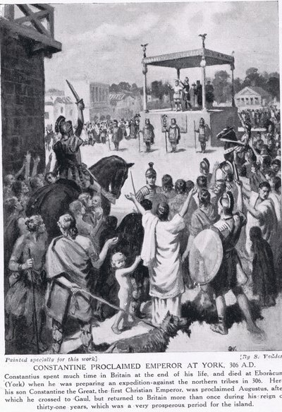 Constantin proclamé empereur à York, 306 après J.-C., illustration de 