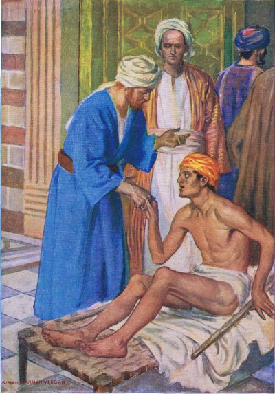 Pierre et Jean à la belle porte, de The Bible Picture Book publié par Thomas Nelson, c.1950 - Simon Harmon Vedder