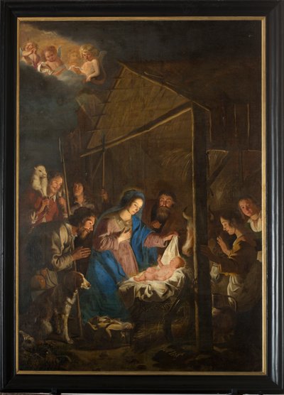 Église paroissiale (Onze-Lieve-Vrouw-Hemelvaartkerk). Intérieur. Peinture. Scène de Noël. Simon De Paepe. Origine abbaye Ename (?). - Simon II de Pape