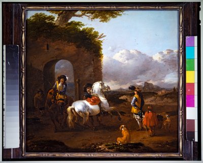 Cavaliers dans un paysage italianisant - Simon Johannes van Douw