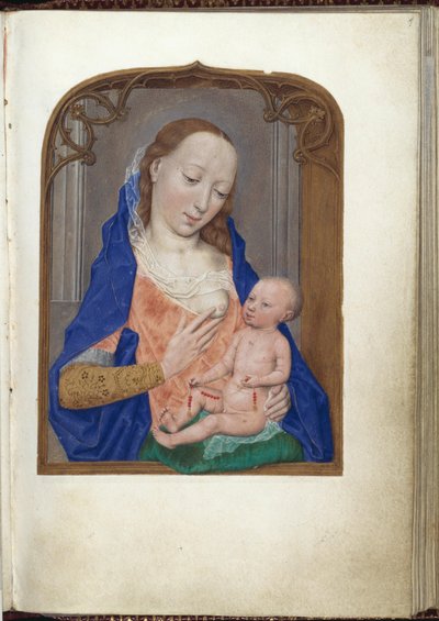 Portrait en buste de la Madone dans un cadre gothique - Simon Marmion