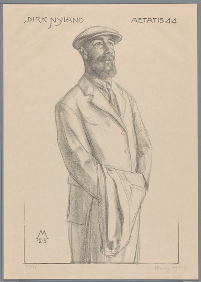 Portrait de Dirk Hidde Nijland avec un manteau sur le bras - Simon Moulijn (signed by artist)