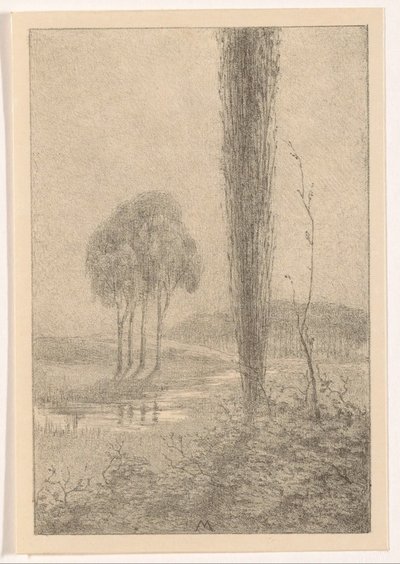 Paysage avec arbres et ruisseau - Simon Moulijn