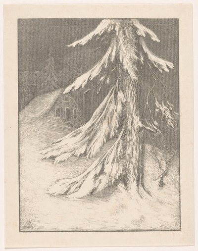 Sapin dans un paysage enneigé - Simon Moulijn