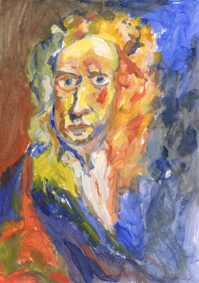 Sir Isaac Newton, 2023 (acrylique sur papier) - Simon Neville