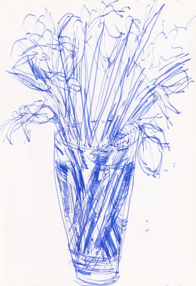 Vase de fleurs, 2016 (encre sur papier) - Simon Neville