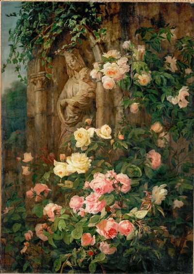 Le Benitier: Notre-Dame-des-Roses (painting on canvas) - Simon Saint-Jean