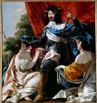Représentation du roi de France Louis XIII entre les allégories de la France et de la Navarre - Simon Vouet
