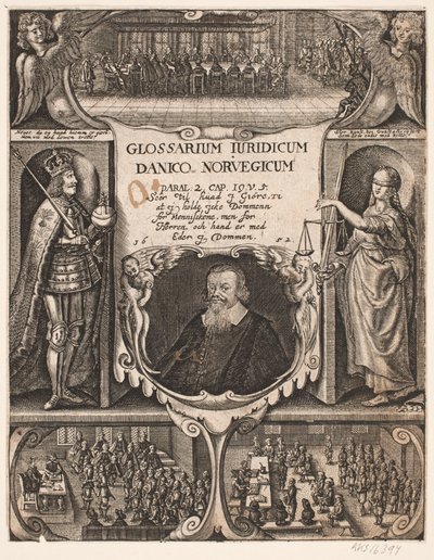 Page de titre avec portrait de C.O. Veile pour "Glosarium juridicum Danico - Norvegicum", 1652 - Simon de Pas